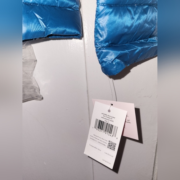 NWT KATE SPADE Packable Down Jacket size XS Peacock Blue - Picture 13 of 14